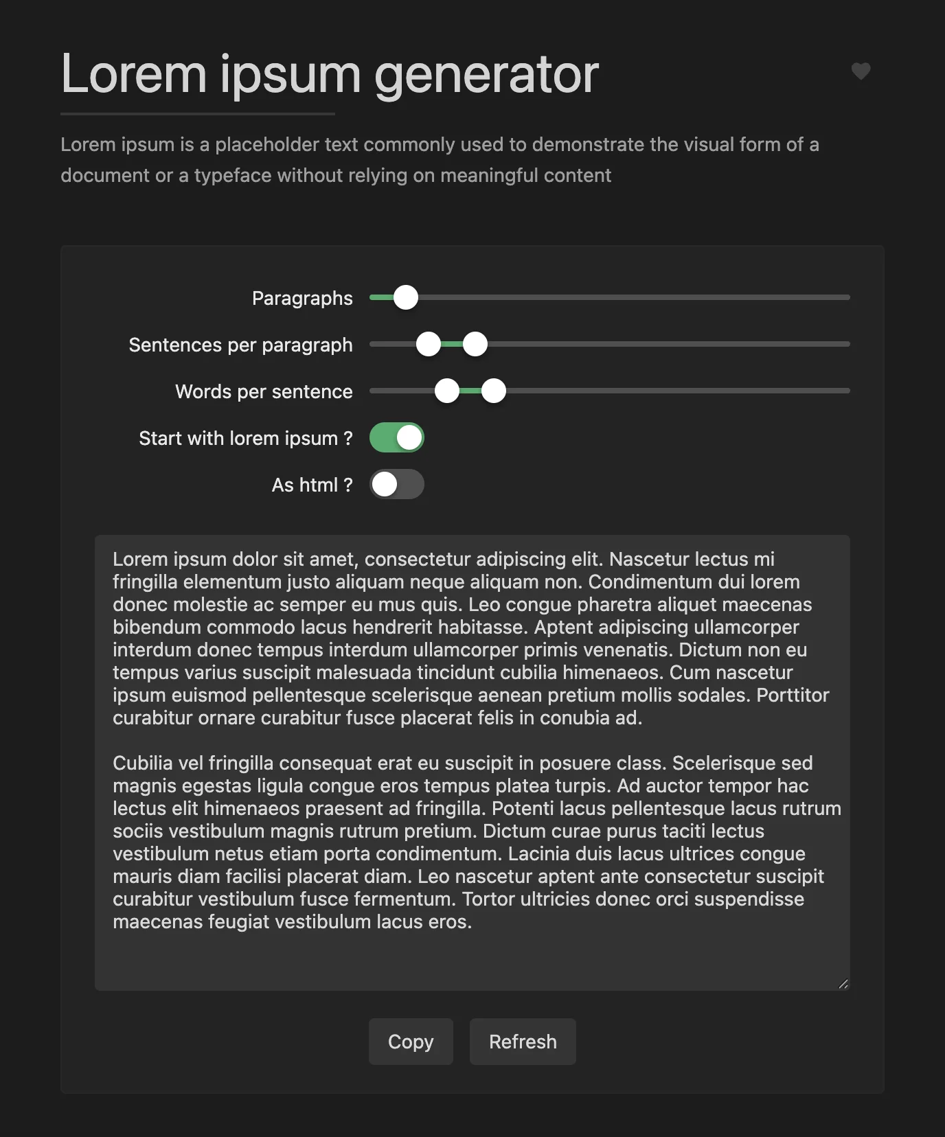 Lorem ipsum generator tool