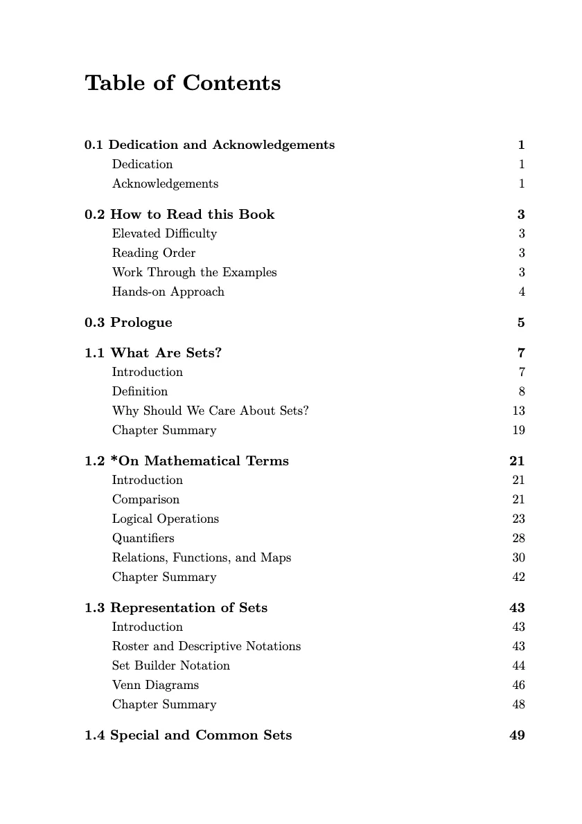 Table of Contents page 1